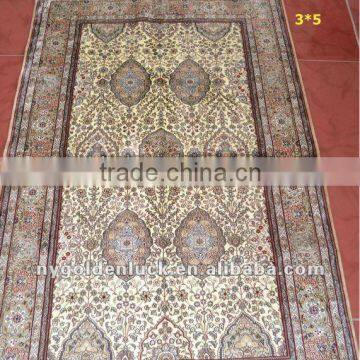 3x5 double knotted 100%natural silk isfahan persian carpets