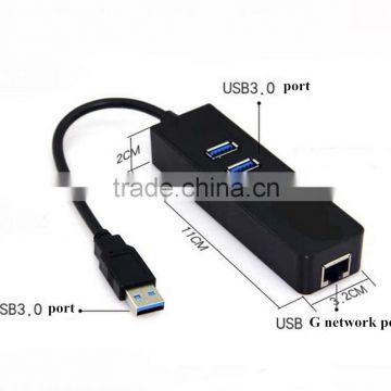 Super Slim USB 3.0 to 1000 Gigabit Ethernet LAN Wired Network Adapter USB 3.0 to RJ45 With 3 Port USB3.0 Hub