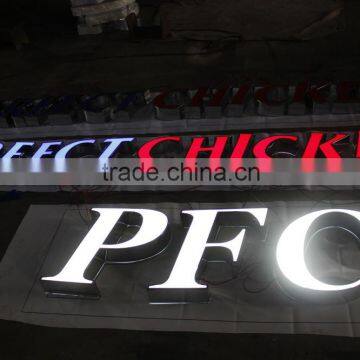 High quality stainless steel side acrylic face illuminated sign letter