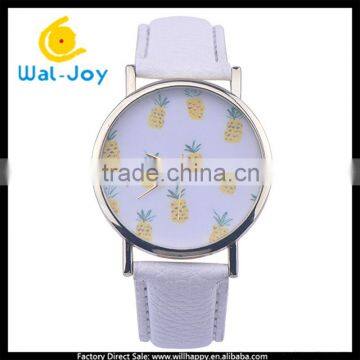 WJ-5469 pineapple pattern face leather strap cheap newest quartz fancy lady watch