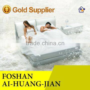 comfortable sleep leather white high headboard bed