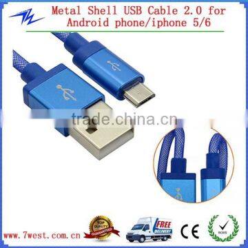 Newest Aluminum Mesh Braided Micro 5 pin USB Charger Cable for Samsung