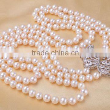 Fashion double layer pearl necklace jewelry with swan part