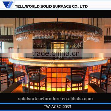 round corner composite acrylic commercial bar counter illuminated led bar counter