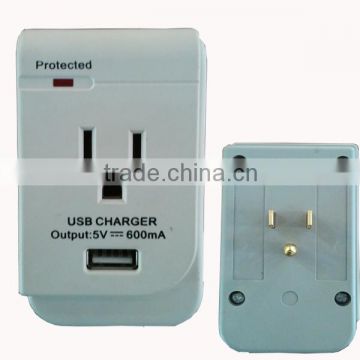 US Grounding adapter with USB ports single outlet