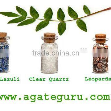 Lapis Lazule, Clear Quartz, Leopardskin Bottles set : Gemstone Bottle