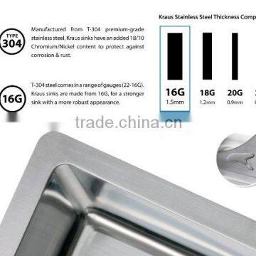 Kitchen Furniture American Canada Hot Sales Undermount Single Handmade Kitchen Sink With Cupc Certififcation photo-3