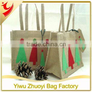 2014 Christmas tree shapes mini Jute gift Bag