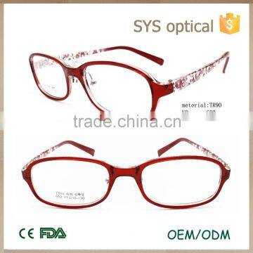 Newest children loved glasses ,with printed flower in temple red color eyewear frame