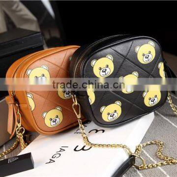 601 Fashion Women bear printed Handbag Shoulder Bag Leather Messenger Hobo Bag