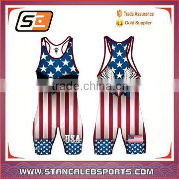 Stan Caleb 3D Digital Sublimation Print Plain Wrestling Singlet Single Jersey 3D Wrestling singlets