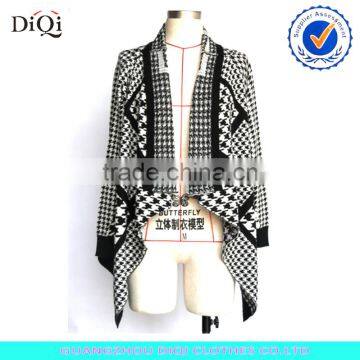 women multi color long sleeve houndtooth cardigan