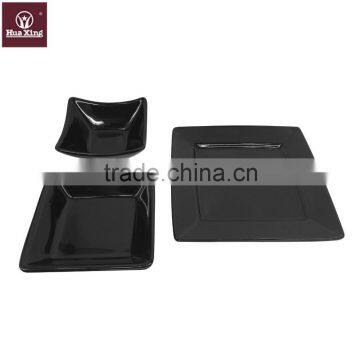 Black porcelain square saucer and dish