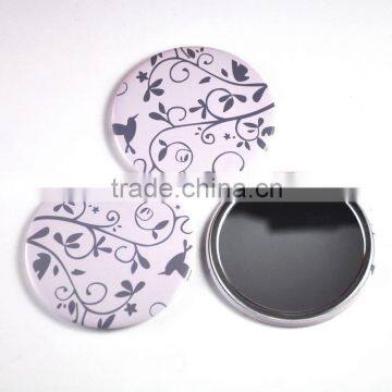 Custom made tin plate mirror / round tinplate pocket mirror with full color printing