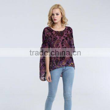 Women's Burnout Poncho With Paisley Floral Looking