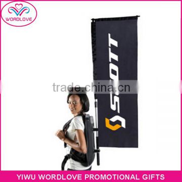 wholesale hot sell 110g knitted polyester printed street walking advertising backpack flag,custom backpack feather banner