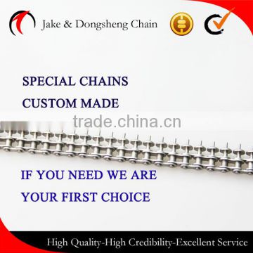 China suppler nonstandard short pitch conveyor chains with O attachments and extended pins like candlestick