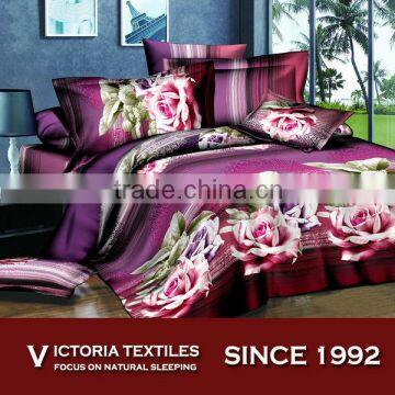 purple flower 3d print bed in bag comforter sheets set microfiber