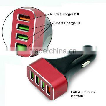 OEM full aluminum bottom quick electric 4 usb car mobile charger adapter