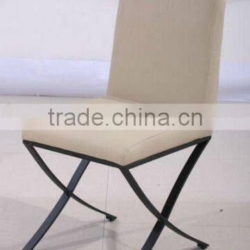 Modern dining chair with PU seat and chair and flat-rolled steel legs