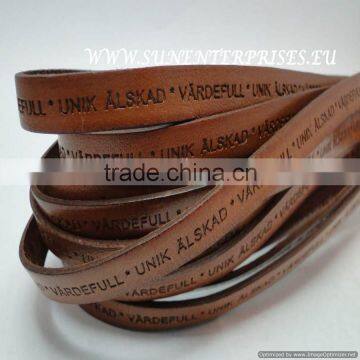 Flat Nappa Leather cords with name -10mm brown