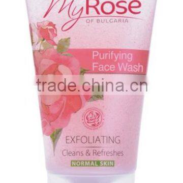 Facial Scrub Exfoliating Bulgarian Rosa Damascena Extract Normal Skin - 150ml. Paraben Free. Made in EU. Private Label