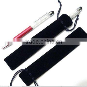 Velvet pen bag pen pouch pen case with rope for black color