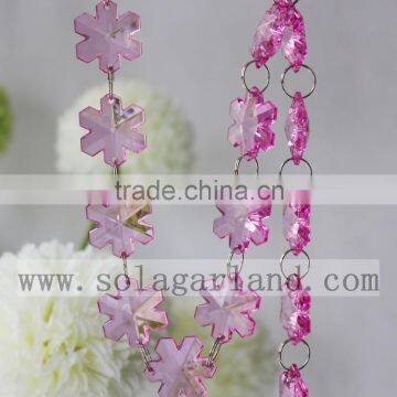 Hot Sale Beautiful Crystal Snowflake Flower Strands Garland Acrylic Snowflake Bead Chain Wedding Decoration