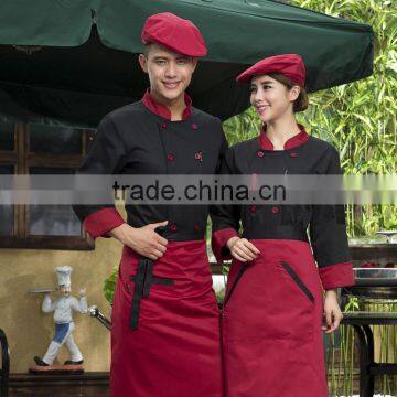 Black customized with good quality double breasted cotton/polyester traditional chinese chef coat