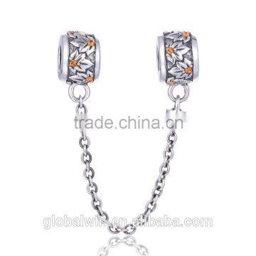 Solid Silver Wholesale Stopper Beads Safety Chain fit for European Brand Bracelet Making