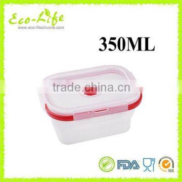 4 Sizes Microwave Dishwasher Safe Silicone Collapsible Lunch Box With Plastic Lid, Foldable Silicone Food Container photo-3