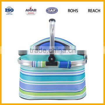 Best Price Portable Stripe Pattern Insulated Cooler Bag with Strong Handle for Lunch