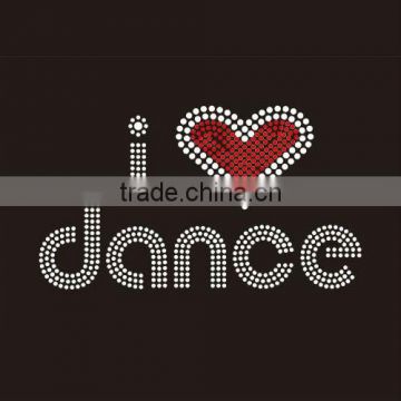 beautiful i love dance rhinestone heat transfer