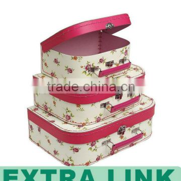 Custom Royal Metal Handle Cardboard Mini Suitcase Storage Box