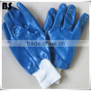 BSSAFETY Blue nitrile coated waterproof industrial safety gloves garden work gloves