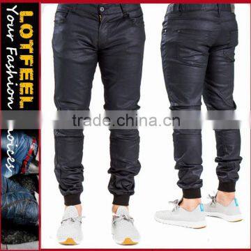 Biker Stitch Jogger in Black Wax moto jogger pants gym pants (lotbike068)