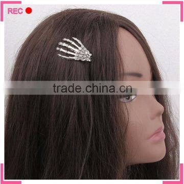 Large metal hair clip for party, skull shaped made in china hair clips