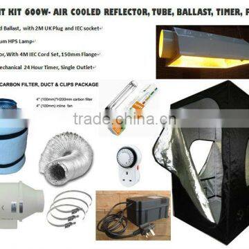 hydroponics kit,hydroponic lighting kits,air cooled reflector,ballast kits,timer,grow tent
