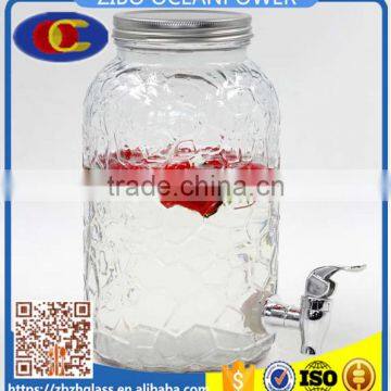 6L Clear Round Glass Beverage Dispenser Glass bottle with tap
