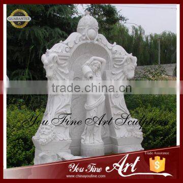 Western-Style Lady Statue White Marble Wall Fountain photo-2