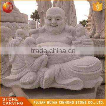 Happy Granite Stone Buddha With Children Statue