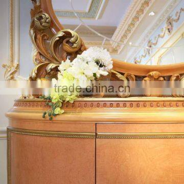French New Classic Dining Room Furniture Buffet Sideboard Cabinet With Mirror Antique Floral Wooden Carved Commode Cupboard photo-2