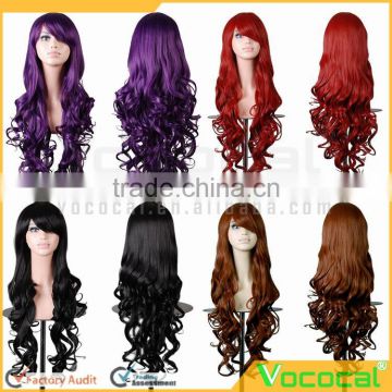 80 cm Long Fashion Synthetic Colorful Red Purple Brown Black Party Cosplay Hair Wigs