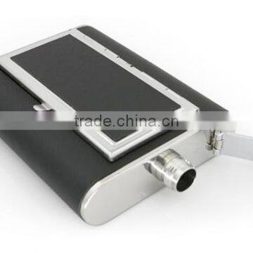 6 OZ Stainless Steel Wine Bottles Stick Black Twill Leather Cigarette Case photo-6