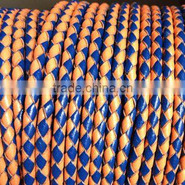 colorful real leather handmade weave lanyard / round leather rope