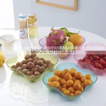 Clover shape plastic crystal fruit plate