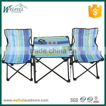 Striped Oxford Camping Picnic Table With 2 Chairs