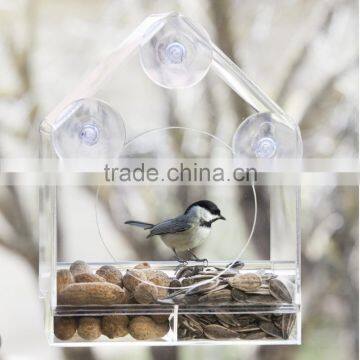 2017 Eco-friendly Factory Wholesale Custom Acrylic Window Bird Feeder, Transparent Hanging Wild Bird Feeder photo-5