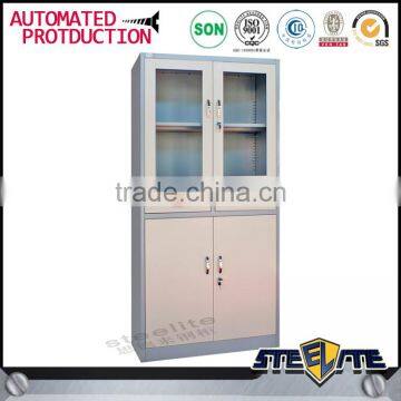 Large Metal Storage Cabinet Steel Cupboard With Half Glass Doors photo-3
