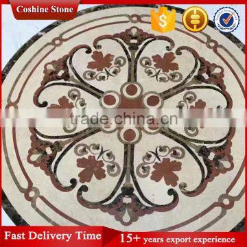 Round flower natural marble water jet inlay flooring design